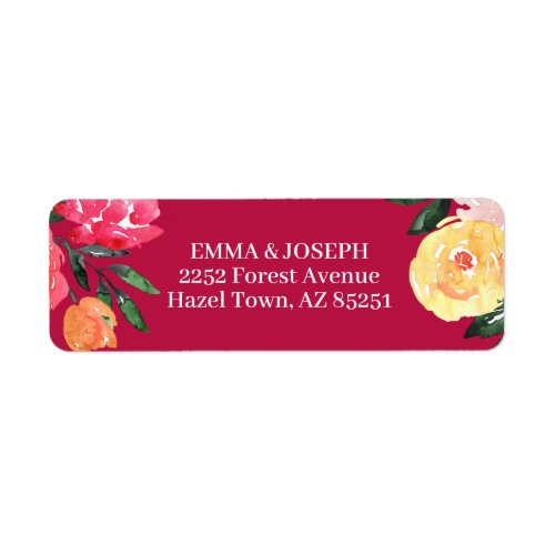 Pink Peony Boquet Floral green Wedding Address Label