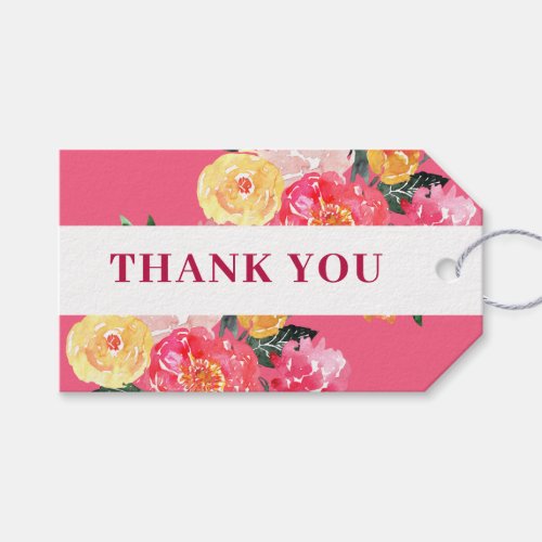 Pink Peony Boquet Floral  Thank you  Gift Tags