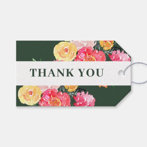 Pink Peony Boquet Floral  Thank you  Gift Tags