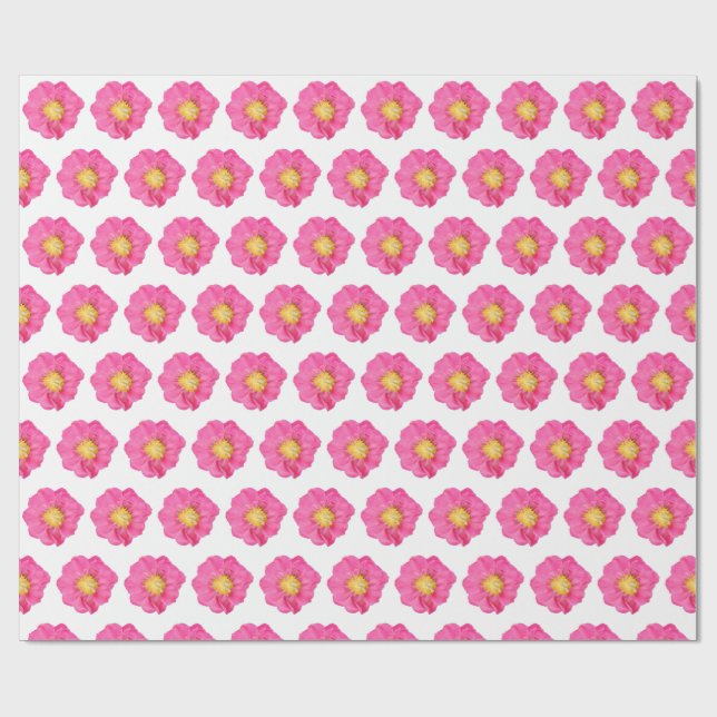 Pink Peony Botanical Gift Wrapping Paper Roll (Flat)