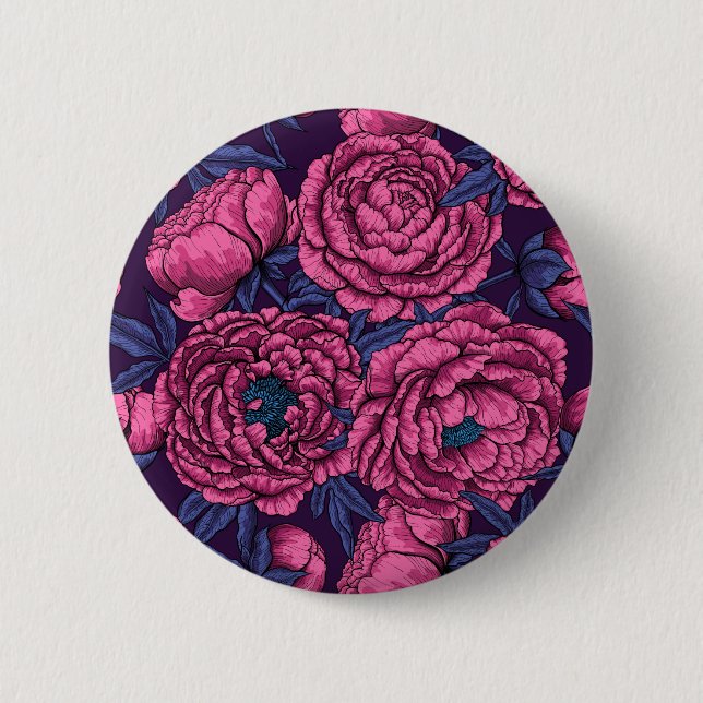 Pink peony bouquet button (Front)