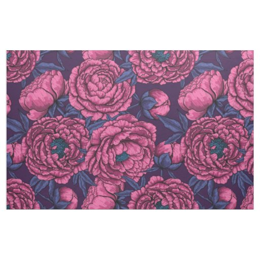 Pink peony bouquet fabric