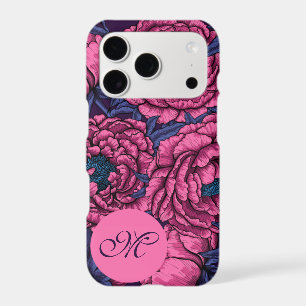 Pink peony bouquet monogram iPhone 17 pro case