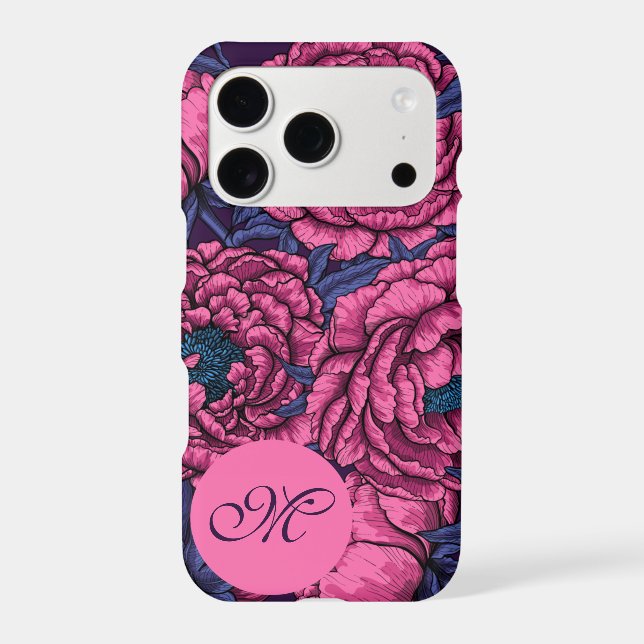 Pink peony bouquet monogram Case-Mate iPhone case (Back)