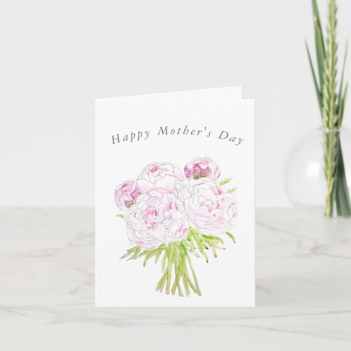 pink peony bouquet Mothers Day  Card