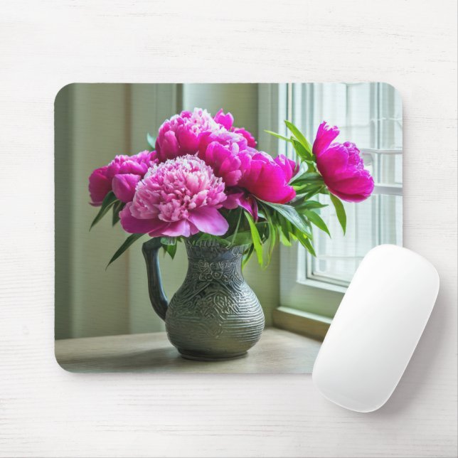 Pink Peony Bouquet Mouse Pad (With Mouse)