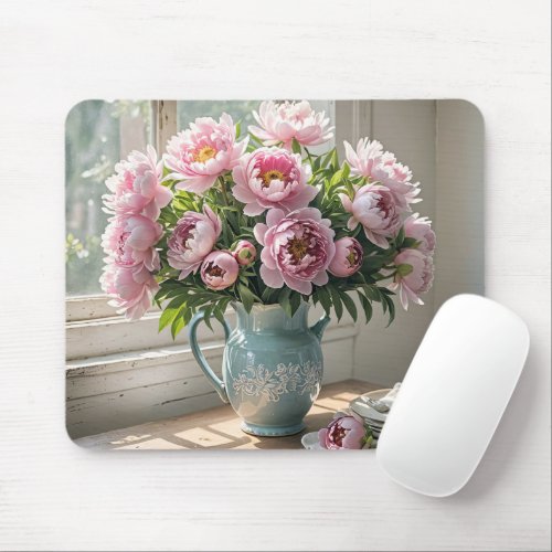 Pink Peony Bouquet Mouse Pad
