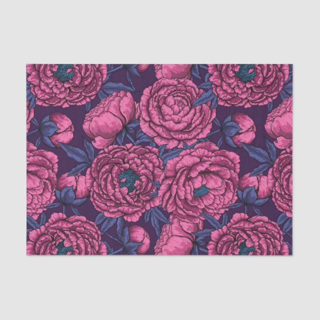 Pink peony bouquet tissue paper (Front)