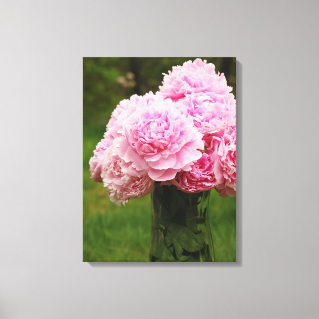 Pink Peony Bouquet Wrapped Canvas Print (Front)