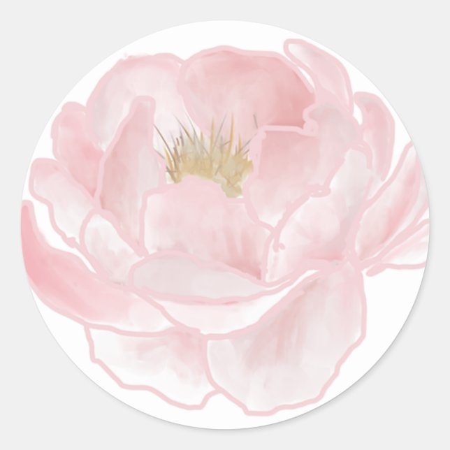 Pink Peony Bridal Shower Classic Round Sticker (Front)