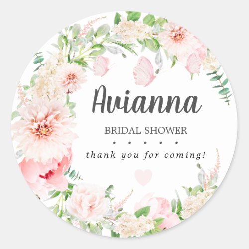 Pink Peony Bridal Shower Thank You Favor Classic Round Sticker