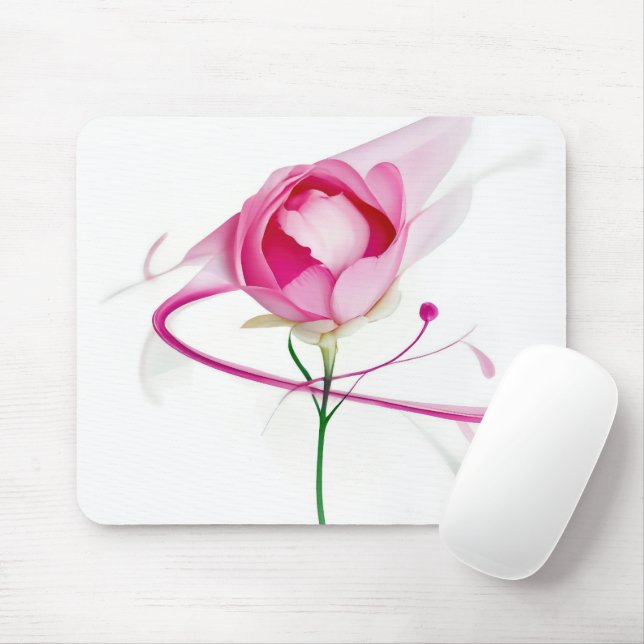 Pink Peony Bud Abstract Painting Mouse Pad (With Mouse)