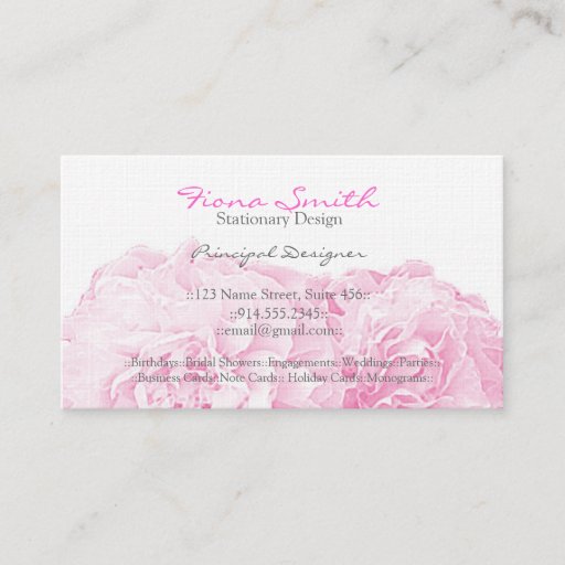 Customizable Pink Peony Business Cards