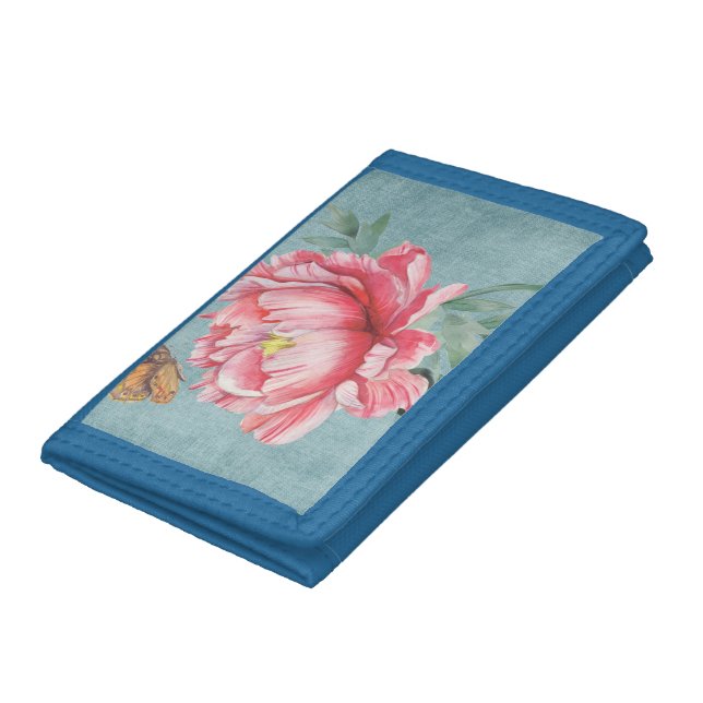 Pink Peony & Butterfly  Trifold Wallet (Bottom)