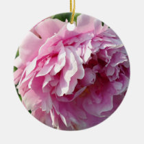 Pink peony ceramic ornament