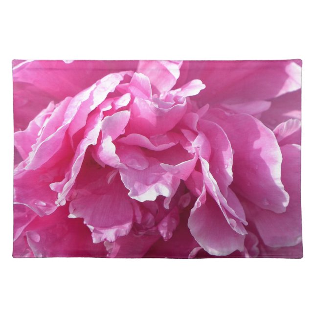 Pink Peony Cloth Placemat (Front)