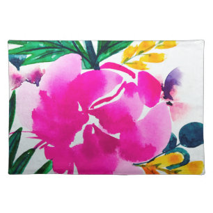 Pink peony cloth placemat