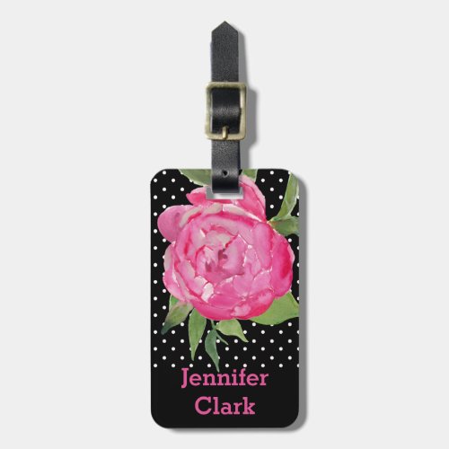 Pink Peony Custom Luggage Tag