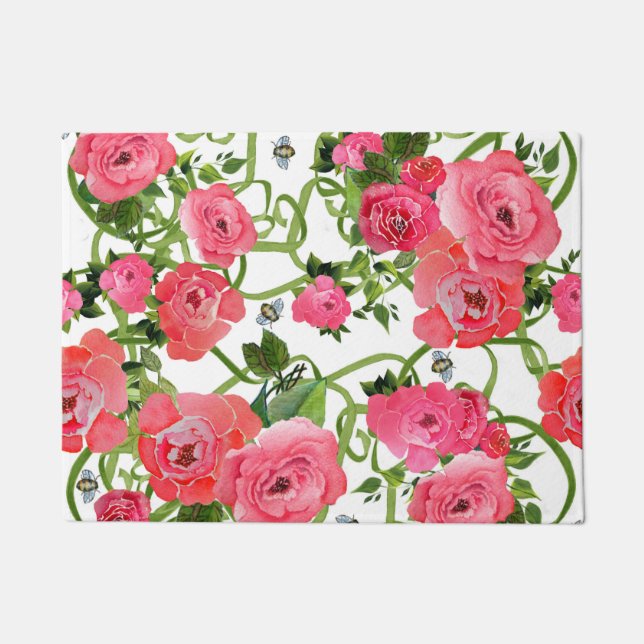 Pink Peony Doormat (Front)