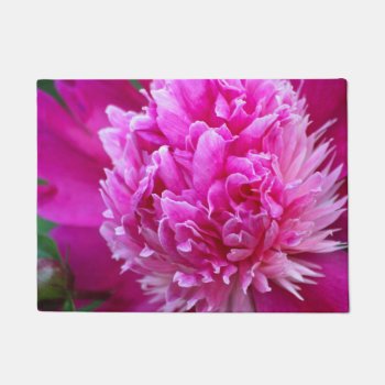 Pink Peony Doormat by InnerEssenceArt at Zazzle