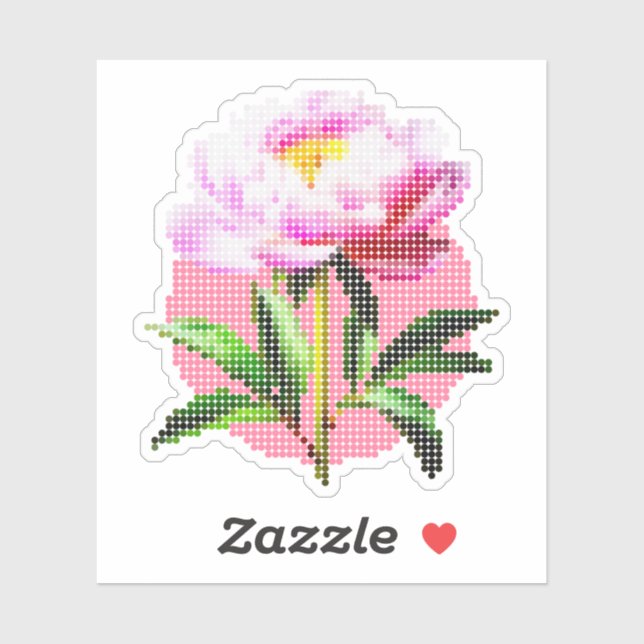 Pink Peony Dot Mosaic Flower Sticker (Sheet)