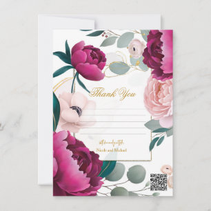 Pink Peony Eucalyptus Garden Floral Glam Wedding Invitation