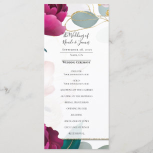 Pink Peony Eucalyptus Garden Floral Glam Wedding Menu