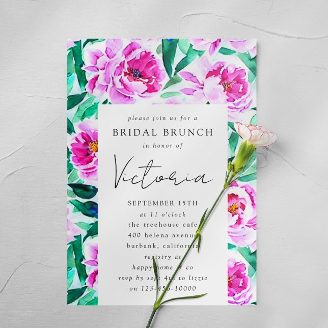 Pink Peony Floral Bridal Shower Invitation (Creator Uploaded)