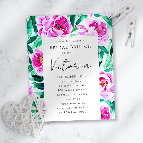 Pink Peony Floral Bridal Shower Invitation