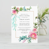 Pink Peony Floral Bridal Shower Invitation (Standing Front)