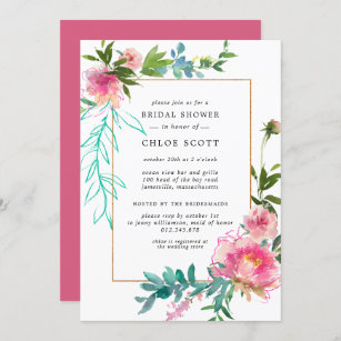 Pink Peony Floral Bridal Shower Invitation