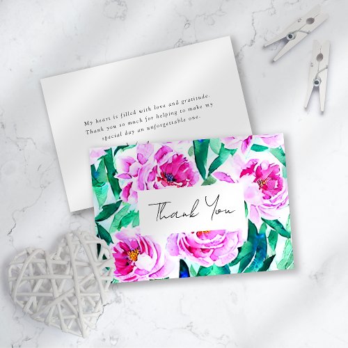 Pink Peony Floral Bridal Shower Thank You Card