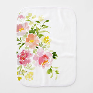 Pink peony floral Burp Cloth