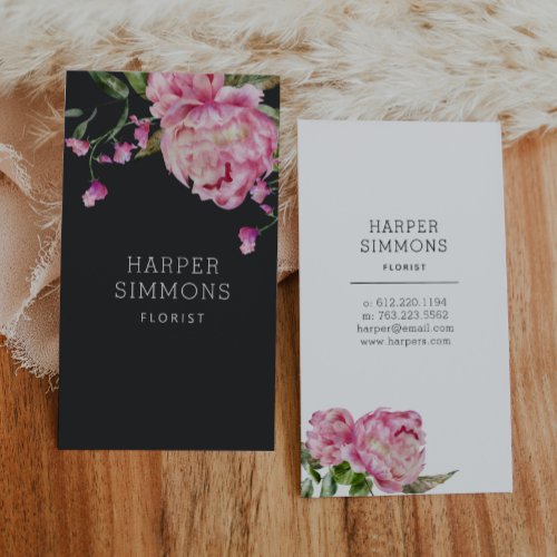 Pink Peony Floral  Business Card