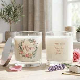 Pink Peony Floral Candle – Soft Botanical Mom Gift
