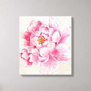 Pink Peony Floral Canvas Print