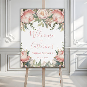 Pink Peony Floral Elegant Bridal Shower Foam Board