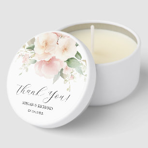 Pink Peony Floral Elegant Wedding Mini Candle Favors