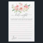 Pink Peony Floral Greenery Date Night Card<br><div class="desc">A beautiful pink peony floral border tops this Date Night card. Coordinates with the Pink Rose Botanical Bridal Shower Collection.</div>