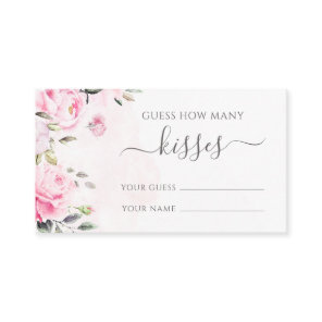 Pink Peony Floral Guess How Many Kisses Game Card