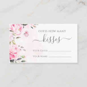 Pink Peony Floral Guess How Many Kisses Game Card