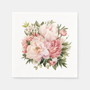 Pink Peony Floral Napkins