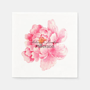 Pink Peony Floral Paper Napkins