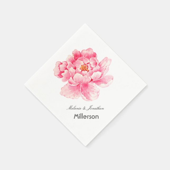 Pink Peony Floral Paper Napkins (Corner)