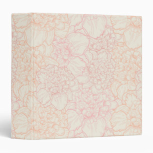 Pink Peony Floral Pattern 3 Ring Binder
