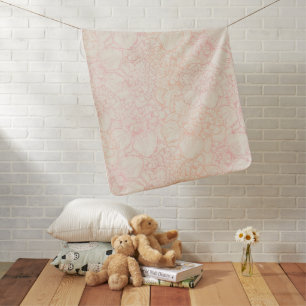 Pink Peony Floral Pattern Baby Blanket