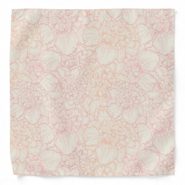Pink Peony Floral Pattern Bandana (Front)