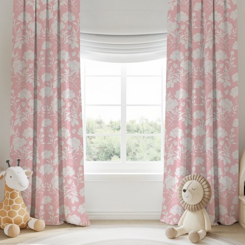 Pink Peony Floral Pattern Blackout Curtains