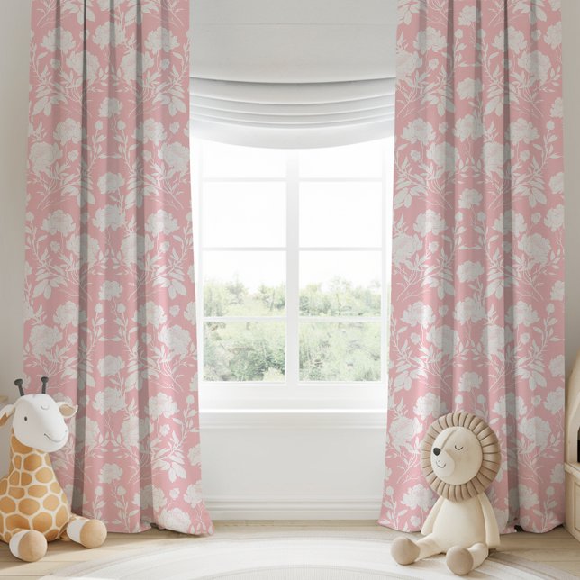 Pink Peony Floral Pattern  Blackout Curtains (Creator Uploaded)