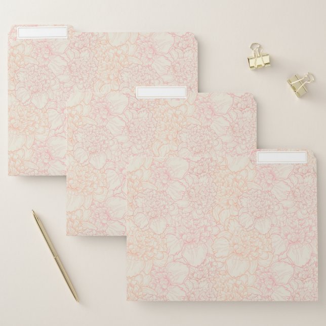 Pink Peony Floral Pattern File Folder (Set)